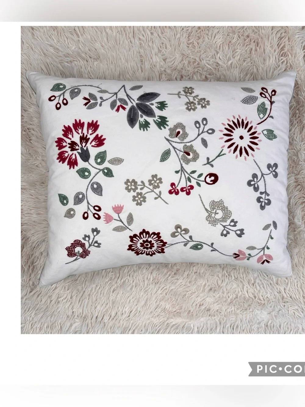 IKEA HEDBLOMSTER Embroidered Floral Pillow 20” x 24” Down Insert